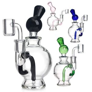 Mini-Ölplattformen Heady Glass Dab Rigs Glaswasserbongs Wasserpfeifen Recycler Dab Bong Rauchrohr 7 Zoll mit 14 mm männlichem Banger