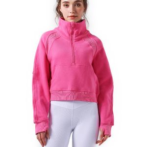 Yarı fermuarlı kazak kadın kapüşonlu posal scuba gevşek moda eğlence ceket koşu fitness yoga gündelik kalınlaşmış ceket sweatshirt spor kıyafet