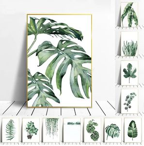 Тропическое растение, скандинавский постер, украшение для дома, скандинавские зеленые листья, декоративная картина, современное настенное искусство, холст, доска для рисования L01
