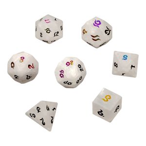 Natural White Crystal Polyhedral Loose Gemstones Dice 7pcs Set Dungeons & Dragons Plating Fonts Stone Dice Set DND RPG Games Ornaments Spot Goods Wholesale Custom