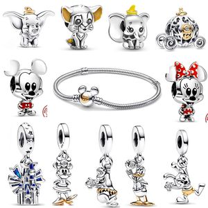 Novo 100º Aniversário Mouse Pulseira Disnes Pato Porco Elefante Charme Pingente DIY Fit Pandoras Designer Pulseira Colar para Mulheres Designer Jóias Presente Atacado