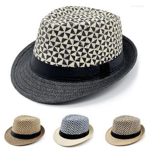 Beralar Straw Panama Kapakları Şapkalar Trilby Hat Summer Sun Men Cap Mens Bowler Fedora Siyah Kuşak Sunhat Plajı