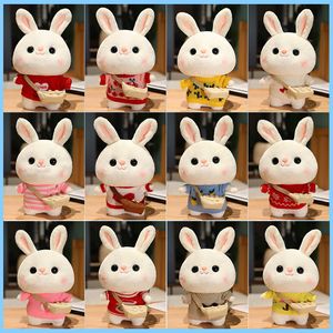 Süper sevimli tavşan yıl maskot bebek beyaz tavşan bebek doldurulmuş oyuncak tavşan bebek yeni yıl hediye kızlar sevimli