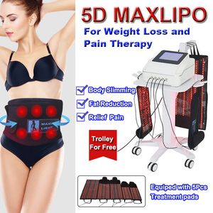 Новый 5D Maxlipo красный лазерный луч LipoLaser Machine 650nm 940nm Сжигание жира Потеря веса Удаление целлюлита Обезболивающее оборудование с 5 подушечками