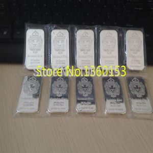 Manyetik Olmayan Mühür Paketi 10 PCS Lot Manyetik Olmayan Aslan Bar Tasarımı Scottsdale Gümüş Kaplama 1oz Külçe Bar323d