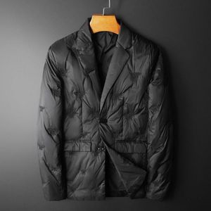 Erkek Suit Blazers Minglu Beyaz Ördek Kışlı Erkek Blazer Lüks Siyah Bee Nakış Tek Göğüslü Erkekler Blazer İnce Fit Kalın Adam Katlar 5XL 230912