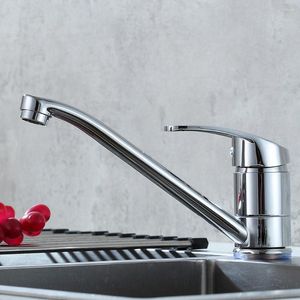Mutfak muslukları lavabo musluk cilalı krom uzun spout tek tutamaç döner musluk ve soğuk su karıştırıcı