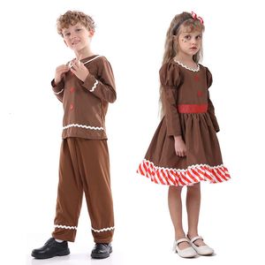 Комплекты одежды Рождественский костюм для мальчиков и девочек, одежда, пряничное рождественское детское платье, детский топ, штаны, комплект из 2 предметов, наряд 230912