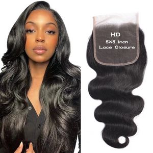 4X4 5x5 6x6 Transparent HD Lace Closure Invisible Lace Closure Frontal Closure Free Part Pre Plucked with Baby Hair Natural Black Color and 613