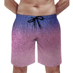 Pantaloncini da uomo Tavola estiva Stampa glitterata Surf Blu Rosa Pantaloni corti da spiaggia scintillanti Carino bauli ad asciugatura rapida Taglie forti