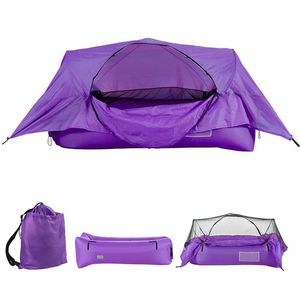 Портативная палатка с надувной кроватью 2-в-1, надувной диван с навесом, открытый кемпинг, походы, походы, подвесная кровать, палатки и укрытия298M