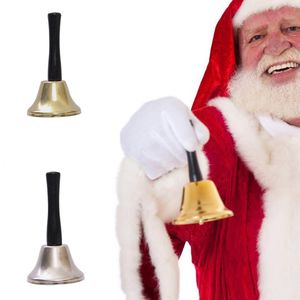 Рождественский колокольчик, портативный Санта-Клаус, погремушки, рождественские украшения, деревянная ручка, реквизит для колокольчиков