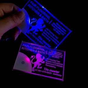 Светодиодная акриловая светящаяся карта посетителя, роскошная металлическая лазерная гравировка, визитная карточка, пустая карточка