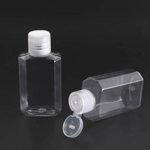 Moda plastik boş alkol doldurulabilir şişe, temiz şeffaf evcil hayvan plastik el dezenfektan şişeleri sıvı seyahat için taşıma