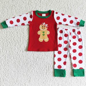 Giyim setleri satan yürümeye başlayan bebek kızlar pijama pijamalar Noel zencefilli kurabiye çocuklar pijama nakış kızlar butik pijama setleri toptan 230912