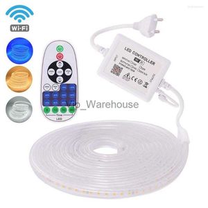 LED şerit şeritler SMD2835 LED şerit ışık wifi uzaktan kumanda Dimmablaable Bant 120leds/m Esnek şerit diyot 110V 220V Beyaz/Sıcak Beyaz/Mavi HKD230912