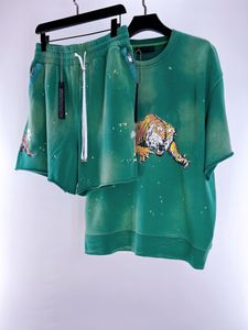 Novos Mens Luxurys Designer Camisetas Mulheres Tees Verde Tie-Dye T-Shirts Vintage Tiger T-shirt Homens Casual Manga Curta Street Designer Top