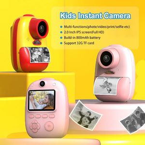 D10 Anında Baskı Kamerası 1080p HD LED Dolgu Işık Dijital Kam Çocuk Oyuncakları Çocuklar Anında Baskı Kamerası Karikatür Çıkartma