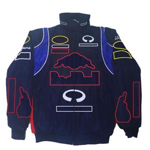 Retro F1 Racing Style Cotton Jacket - Casual Winter Windproof Cycling Outerwear in Vintage Design