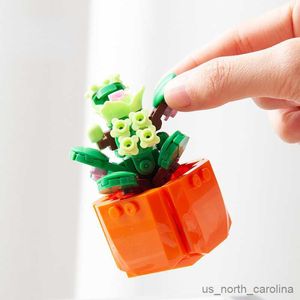 Bloklar Sevimli Çiçekli Sulu Hızlı Bina Oyuncak Mevcut Çiçek Modeli Yapım ve Göster Çiçek Hediyesi Kızlar İçin R230913