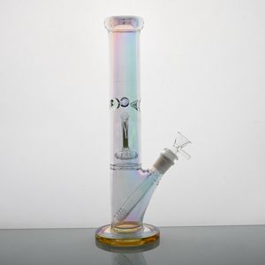 Tedarik Cam nargile parıltısı koyu/cam bong duş perc parlayan altın renkli cam su borusu düz taban bongs ile cam kase