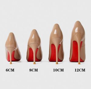 2023 Kadın Ayakkabı Lüks Marka Pompaları Kırmızı Parlak Dipler Saçlı Ayak Parçası Siyah Yüksek Topuk İnce Topuk 12cm Seksi Düğün Partisi Bayan Ayakkabı Kutusu
