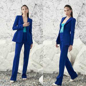 Elegant Blue Women Pants Suits Mother Of The Bride Blazer Sets Custom Made For Lady Party Prom Wear 2 Pieces