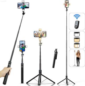 Selfie Monopods Selfie Stick Trépied de téléphone avec télécommande et lumières de remplissage LED A SHINER7 0i nchH eighC ellP honeH oldf orT ravelVl oggingLiv eStr eamingVid eoL20309013