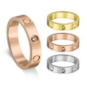 Luxo amor anel designer jóias anel de ouro para mulheres titânio liga de aço processo banhado a ouro acessórios de moda designer anel homens com diamante