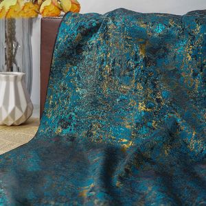 Kumaş Mavi Altın Renk Retro Mahkeme Tarzı İplik Boyalı Jakar Kumaş Kadın Palto Elbise Etek Çantası Dekoratif Dikiş Kumaş 50cmx160cm 230912