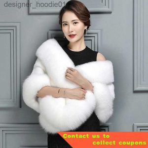 Kadınlar Cape 2022 Yeni Haining Haining Kürk Kadın Şal Cape Pelerin Cheongsam Beyaz Gelinlik Mink Fox Fur Mink Coat Dbyk L230914