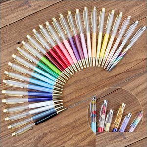 Beyaz Kalem Toptan Öğrenciler Colorf Crystal Ball DIY Boş Pen Okulu Ofis İmzası BH2542 TQQ DROP TESLİM