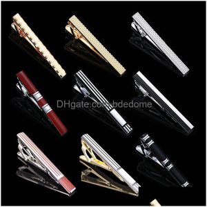 Tie Clips Bakır Şerit Ekose Gömlek Üst Elbise İş Takımı Bar Clasps Boyun Bağlantıları Erkekler için Altın Moda Takı