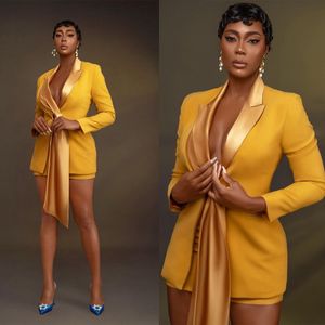 Elegant Gold Women Shorts Suits Mother Of The Bride Blazer Sets Custom Made For Lady Party Prom Wear 2 Pieces