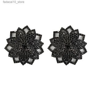 Almohadilla para el pecho 1 par Negro Rhinestone Pezón Cubierta Sexy Nuevas Mujeres Pezón Pasties Protector de pecho Reutilizable Desgaste Autoadhesivo Pezón Pegatinas Q230914