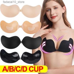 Breast Pad Reusable Silicone Bust Nipple Cover Pasties Stickers Mango Breast Self Adhesive Invisible Bra Lift Tape Push Up Strapless Bra Q230914