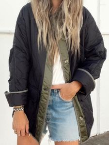 Jaquetas femininas preto jaqueta de inverno feminino 2023 demi-temporada moda roupas vintage casaco solto quente acolchoado casacos feminino streetwear