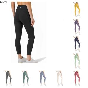 LL 2023 Yoga Lu Hizalama Taytlar Kadın Şort Uzun Pantolon Kırpılmış Kış Bahar Kıyafetleri Lady Sports Ladies Pantolon Egzersiz Fitness Giyim Tayt Çayık Gym Slim Fit