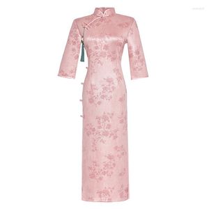 Etnik Giyim 2023 Süet Tek Katmanlı Uzun Yedi Noktalı Kol Günlük Cheongsam Geliştirilmiş Sonbahar ve Kış elbisesi Çin tarzı Çin