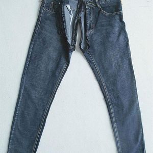 Мужские джинсы Мужские брюки с открытой промежностью Уличная пара Удобная невидимая молния Полное поле