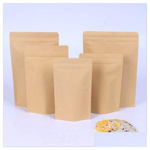 Depolama Çantaları 1000 PCS Fermuar Kahverengi Kraft Alüminize Torba Çantası Stand Up Kağıt Alüminyum Folyo Yeniden Yerleştirilebilir fermuar Kilit Kavrama Mühür Gıda Sınıfı D DHPNS