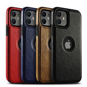 Leather Business Vintage Case for iPhone 15 14 13 12 11 Pro Max Mini XS XR 14 7 8 Plus Slim Non-Slip Soft Grip Shockproof Protective Cover