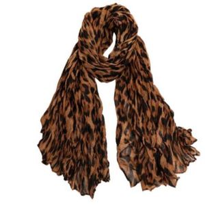 Модный шарф с леопардовым принтом, женский плиссированный хлопковый платок, осенне-зимние шелковые теплые длинные шарфы 180 90CM303c
