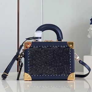 Kadınlar kutu çantası sert bagaj kutusu çanta mavi denim renkli çanta kadın moda tote çanta tasarımcı çanta üst tutamak kozmetik kasa süper üst ayna kalitesi lüks çapraz gövde çanta