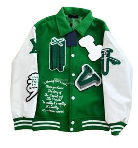 Erkek ceketleri moda markası erkek kadın ceket l vintage gevşek uzun kollu yeşil beyzbol adamı hip hop sonbahar varsity casual sıcak bombacı giyim2023