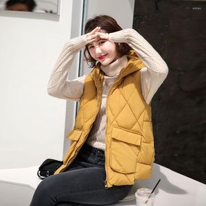 Women's Vests Casual Loose Down Cotton Women Winter Parkas Warm Padded Oversize Waistcoat Fashion Stand Collar Sleeveless Coat Q372