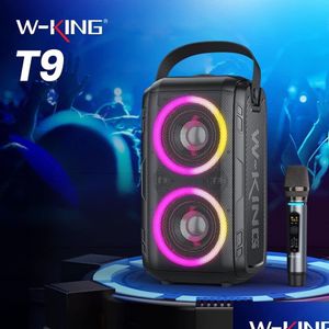 Taşınabilir Hoparlörler W-King T9 Karaoke Bluetooth Partisi Hoparlör 80W100W Pik hoparlör Kablosuz TWS Bassup Tech karışık renk LED LIG DHW5D