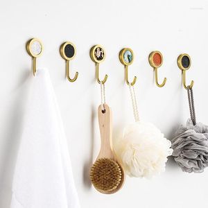 Kancalar Echome Altın Kanca Yumruksuz Tek Duvar Kat Işık Lüks Yapışkan Fırçalı Giysiler Çanta Anahtar Banyo Aksesuarları