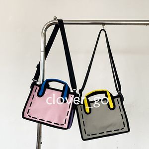 Borsa di design Elemento quadratico Borsa di tela Borsa tote cartoon Borsa a tracolla 2D 3D Borsa di tendenza divertente Borsa di animazione Borsa a tracolla da donna stile Ins Borsa impermeabile1