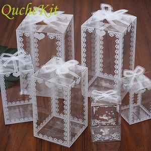 Hediye sargısı 10 50pcs Clear Pvc Kutusu Düğün Noel Partisi Favor Kek Şeker Çikolata Plastik Ambalaj Kutuları Şeffaf Çiçek CAS330V